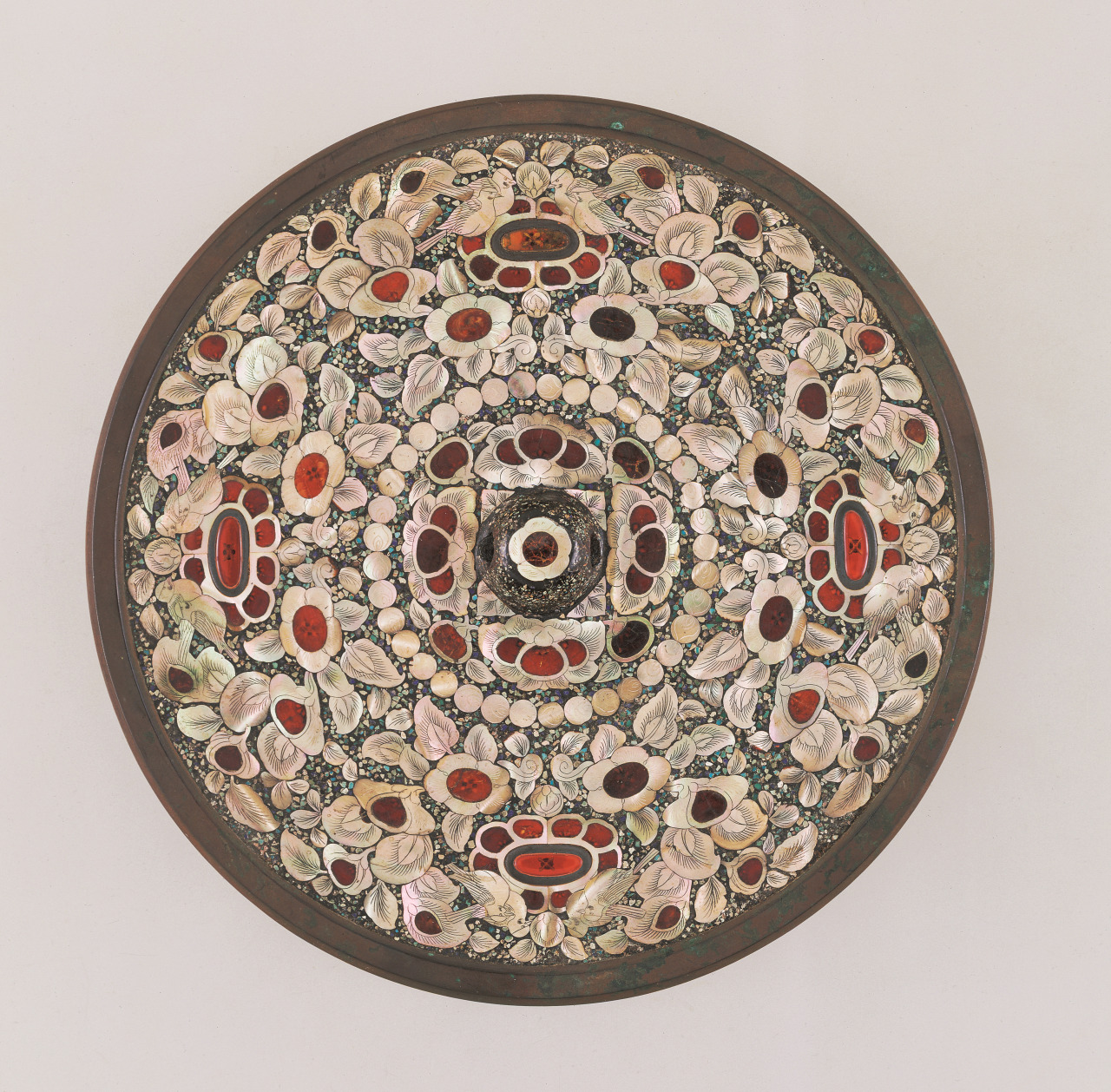 北倉 平螺鈿背円鏡 附 題箋